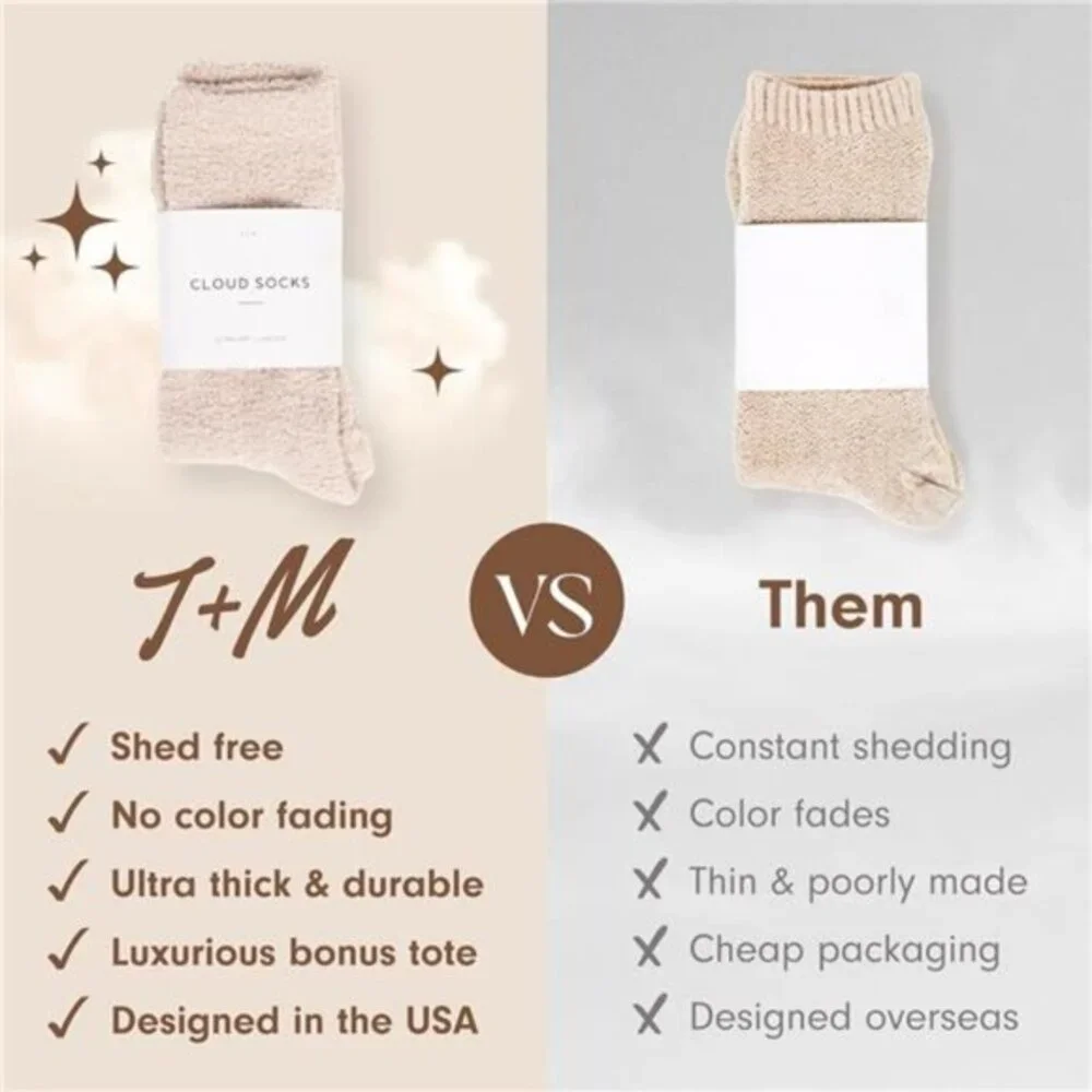 Unisex Cream Color‎ Gifts Warm & Cozy Ultra-Luxe Cloud Socks for Women & Men